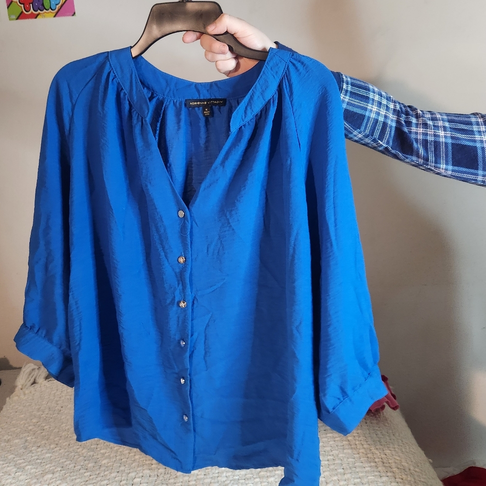 Adrienne Vittadini Blue Blouse